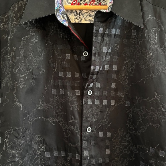ROBERT Graham Luxury Long Sleeve Dress Shirt, XL, Black Embroidered - Picture 10 of 14